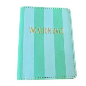 Anthropologie‎ Passport Card Holder Travel Vacation Striped Preppy Boho Green